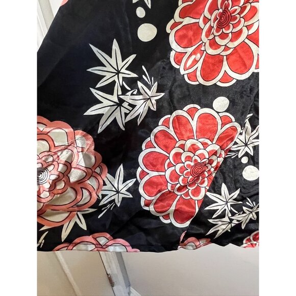 Retro Floral Halter Peplum Top L Black Artsy Funky Y2K Boho Western Colorful 80s - Picture 3 of 11